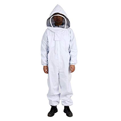 Andux Beekeeping Protective Suit Set Anti-bee Equipment One-piece Beekeeper Suit with Veil Hood YFF-01 (L)