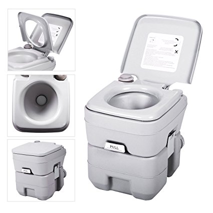 JAXPETY 5 Gallon 20L Flush Porta Potti Outdoor Indoor Travel Camping Portable Toilet for Car, Boat, Caravan, Campsite, Hospital Gray