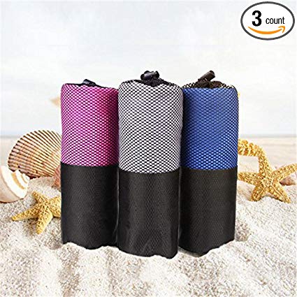 iLett Microfiber Sport and Gym Towel with Black MESH BAG 16 x 48 inches