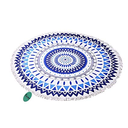 Fuloon Soft Micofiber Mandala Round Beach Towel Tapestry Blanket Mat with Tassels for Yoga Swim Pilates Camping Travel 63