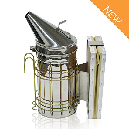 Aspectek Bee Hive Smoker, Beekeeping Equipment, Heavy Duty Stainless Steel Large Size, Superior Airflow Bellow and Excellent Smoke Output for Beekeeping