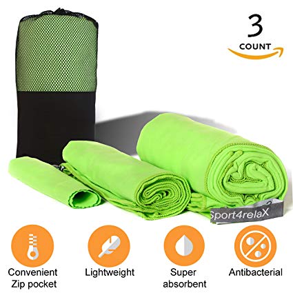 MICROFIBER QUICK DRYING CAMPING TOWELS – 3 SIZES with 35