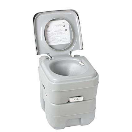 Flexzion Portable Camping Toilet 5 Gallon Recreation Flush Potty Commode 20L Capacity Sanitation Supply for Outdoor Indoor Caravan Boats Travel Hiking