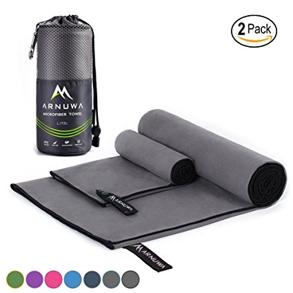 Arnuwa Microfiber Travel Towel Set - Quick Dry Ultra Absorbent Compact Antibacterial - Great for Camping, Hiking, Yoga, Sports, Swimming, Backpacking, Beach, Gym & Bath