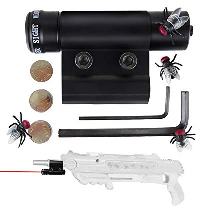 AfterMark Bug and Fly Salt Gun Red Laser Sight Accessory | Fits All Versions of The Insect Eradication Salt Shotgun | Batteries Included and 10 Bonus Plastic Target Flies