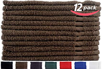 Cotton-Salon-Towels Gym-Towel Hand-Towel 12-Pack Brown - (16 inches x 27 inches) 100% Ringspun-Cotton, Maximum Softness and Absorbency, Easy Care – By Utopia Towels