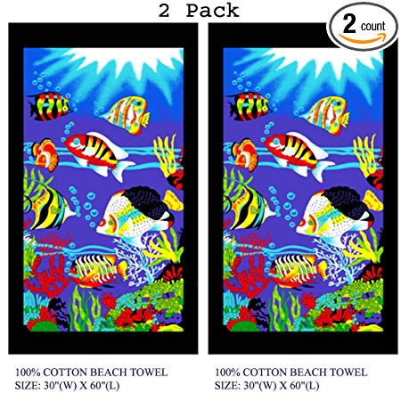 Qualitex Large Beach Towel, Pool Towel, Perfect for a Trip to The Beach Or to Relax by The Pool. 100% Combed Cotton 2-Pack - 30