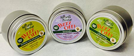 Nature's Armour All Natural Insect Repellent Candles by EcoScents - 3 Fragrances Variety Pack