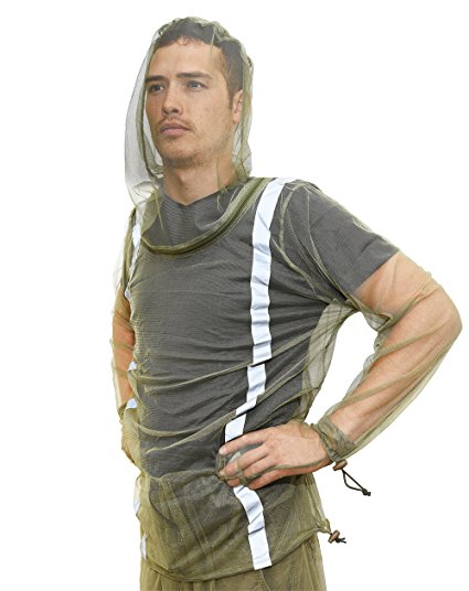 Sketon Mosquito Bug Net Jacket with Reflectors, Pants and Mitt's Mosquito Suit Bug Suit with Zipper on Hood by for Camping Hiking and Yard Work, for Bug Mosquito Protection with Small Carrying Pouch