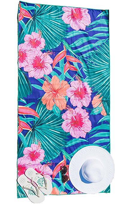 Microfiber Beach Towel for Travel - Quick Dry, Sand Free, Travel Beach Towel in Designer Paisley, Tropical & Boho Beach Towel Prints for Beach, Travel, Cruise, Outdoor, Gifts for Women L, XL