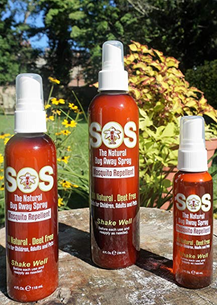 SOS Natural Bug Away Spray (8oz) Deet Free Natural Mosquito Repellent Safe for Adults, Children and Pets TM