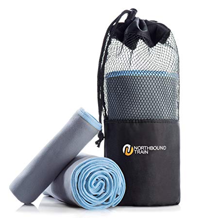 Northbound Train Camping Towel Set with Quick Dry Technology. Pack Towel and Travel Towel. Large Microfiber Towel and Sport Towel included