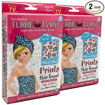 Turbie Twist Microfiber (2 Pack) Animal Print Hair Towels