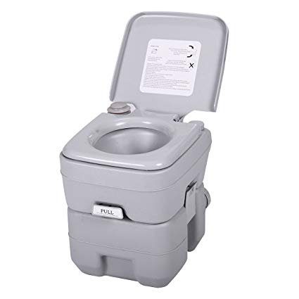 Tobbi 5 Gallon Standard Portable Travel Toilet W/Rotating Spout,Gray